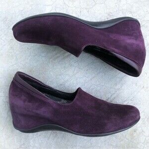 Aquatalia Violeta Wedges Purple Suede Loafers Slip On Shoes Waterproof 7
